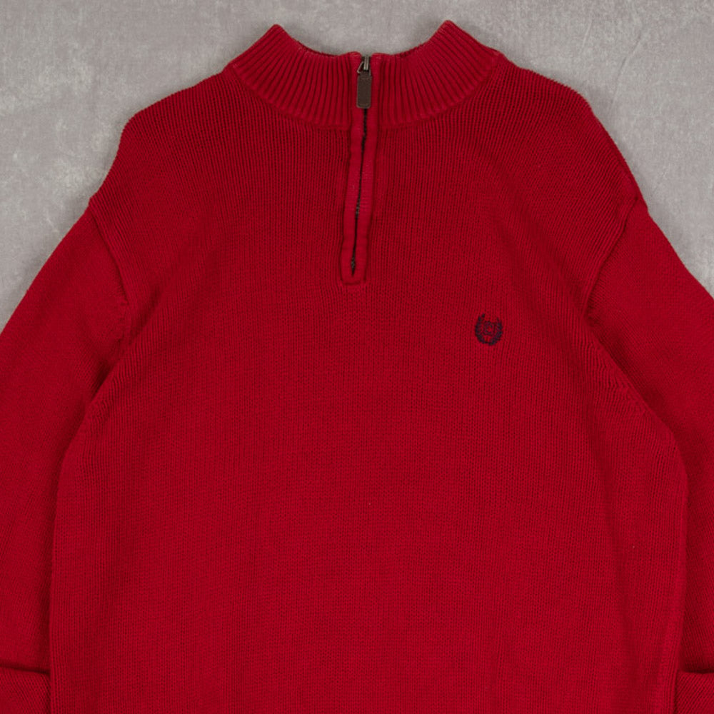 MEN'S VINTAGE CHAPS KNITTED QUARTER ZIP JUMPER - LARGE