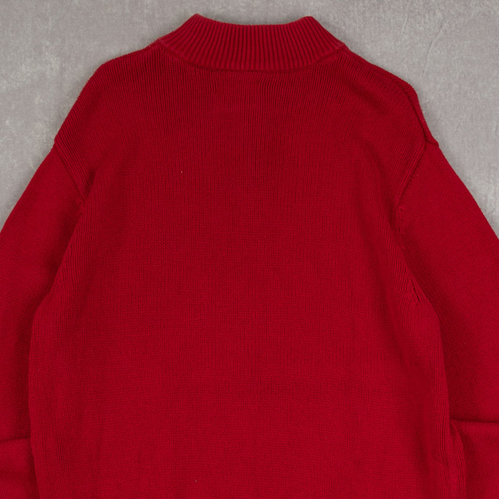 MEN'S VINTAGE CHAPS KNITTED QUARTER ZIP JUMPER - LARGE