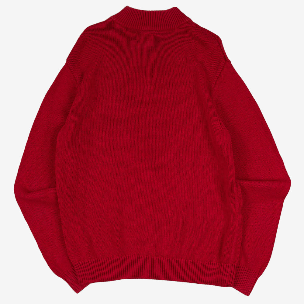 MEN'S VINTAGE CHAPS KNITTED QUARTER ZIP JUMPER - LARGE