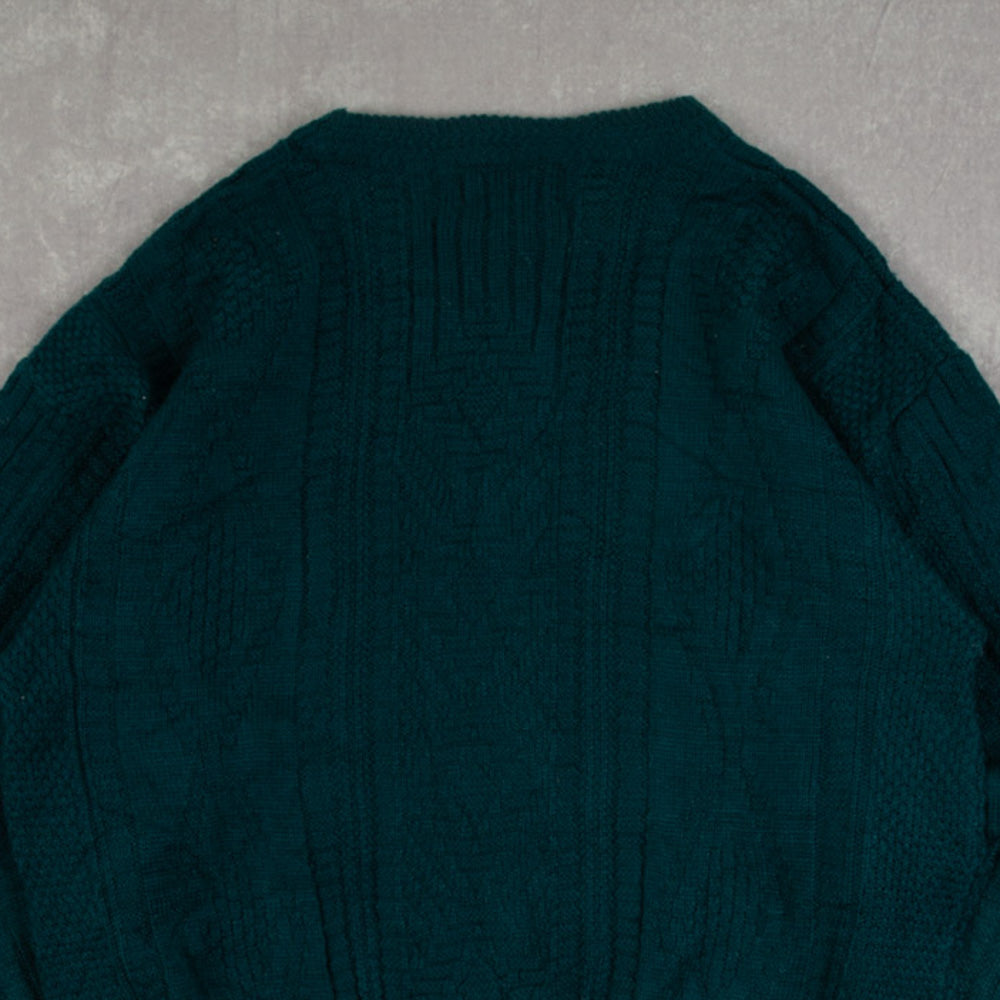 MEN'S VINTAGE 1990S STRUCTURED PATTERNED KNITTED JUMPER - X-LARGE