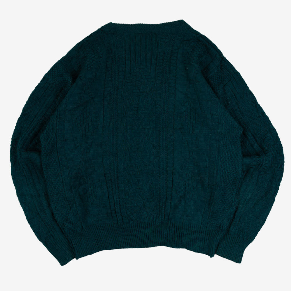 MEN'S VINTAGE 1990S STRUCTURED PATTERNED KNITTED JUMPER - X-LARGE