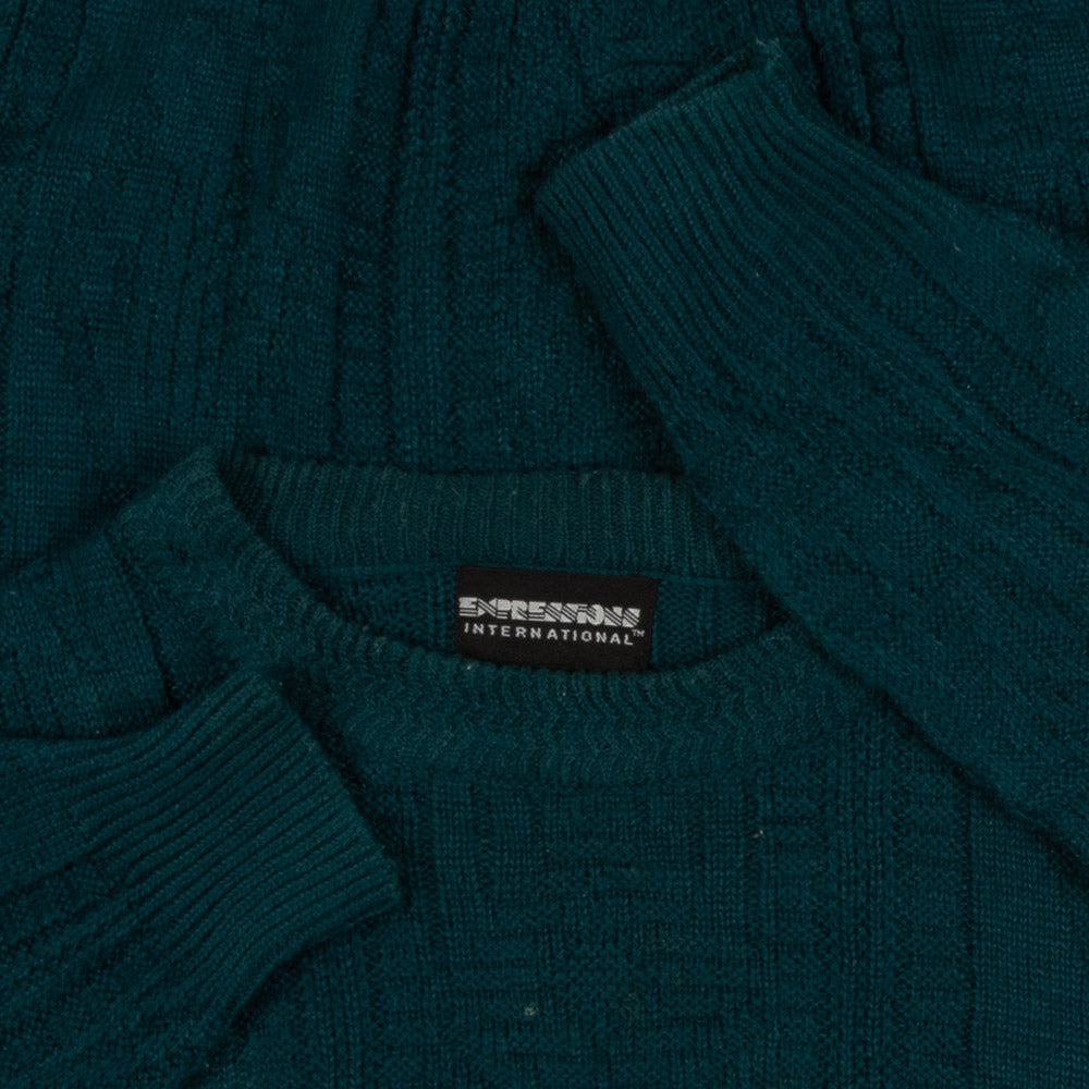 MEN'S VINTAGE 1990S STRUCTURED PATTERNED KNITTED JUMPER - X-LARGE