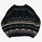 MEN'S VINTAGE 1990S PATTERNED KNITTED JUMPER - X-LARGE