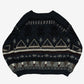 MEN'S VINTAGE 1990S PATTERNED KNITTED JUMPER - X-LARGE