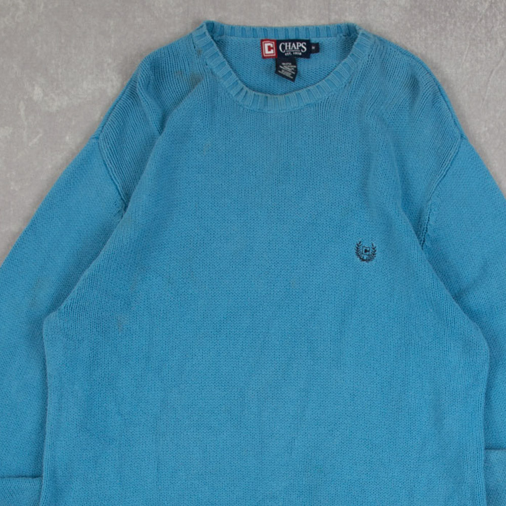 MEN'S VINTAGE 1990S CHAPS BLANK KNITTED JUMPER - MEDIUM