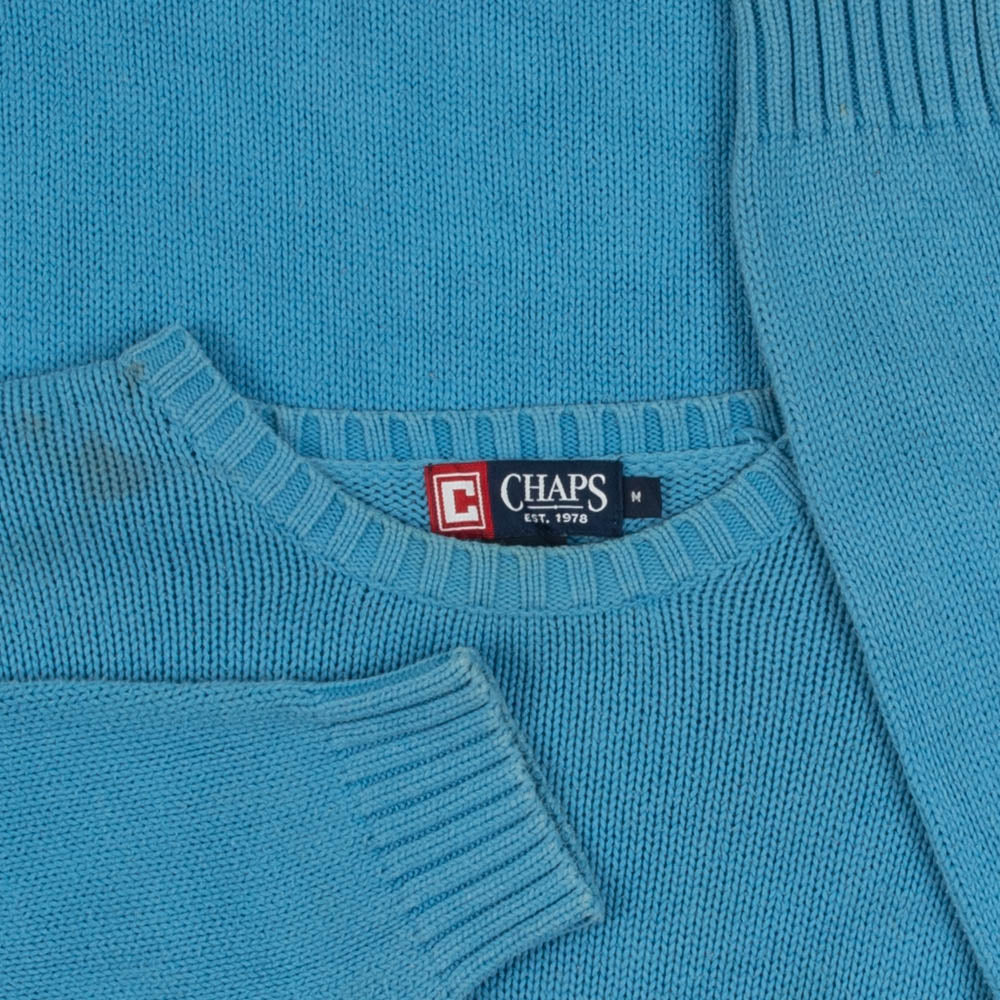 MEN'S VINTAGE 1990S CHAPS BLANK KNITTED JUMPER - MEDIUM