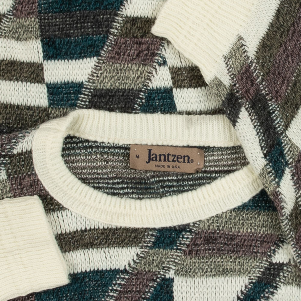 MEN'S VINTAGE 1990S CHECKED PATTERNED KNITTED JUMPER - MEDIUM