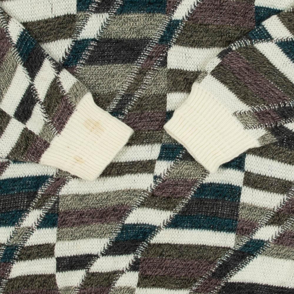 MEN'S VINTAGE 1990S CHECKED PATTERNED KNITTED JUMPER - MEDIUM