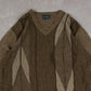 MEN'S VINTAGE 1990S PATTERNED KNITTED JUMPER - X-LARGE
