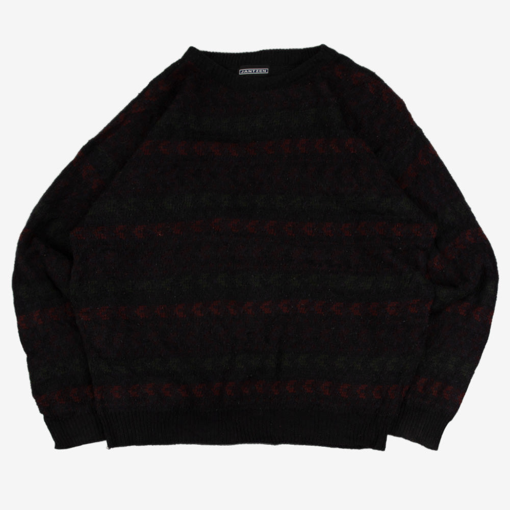 MEN'S VINTAGE 1990S STRUCTURED PATTERNED KNITTED JUMPER - LARGE
