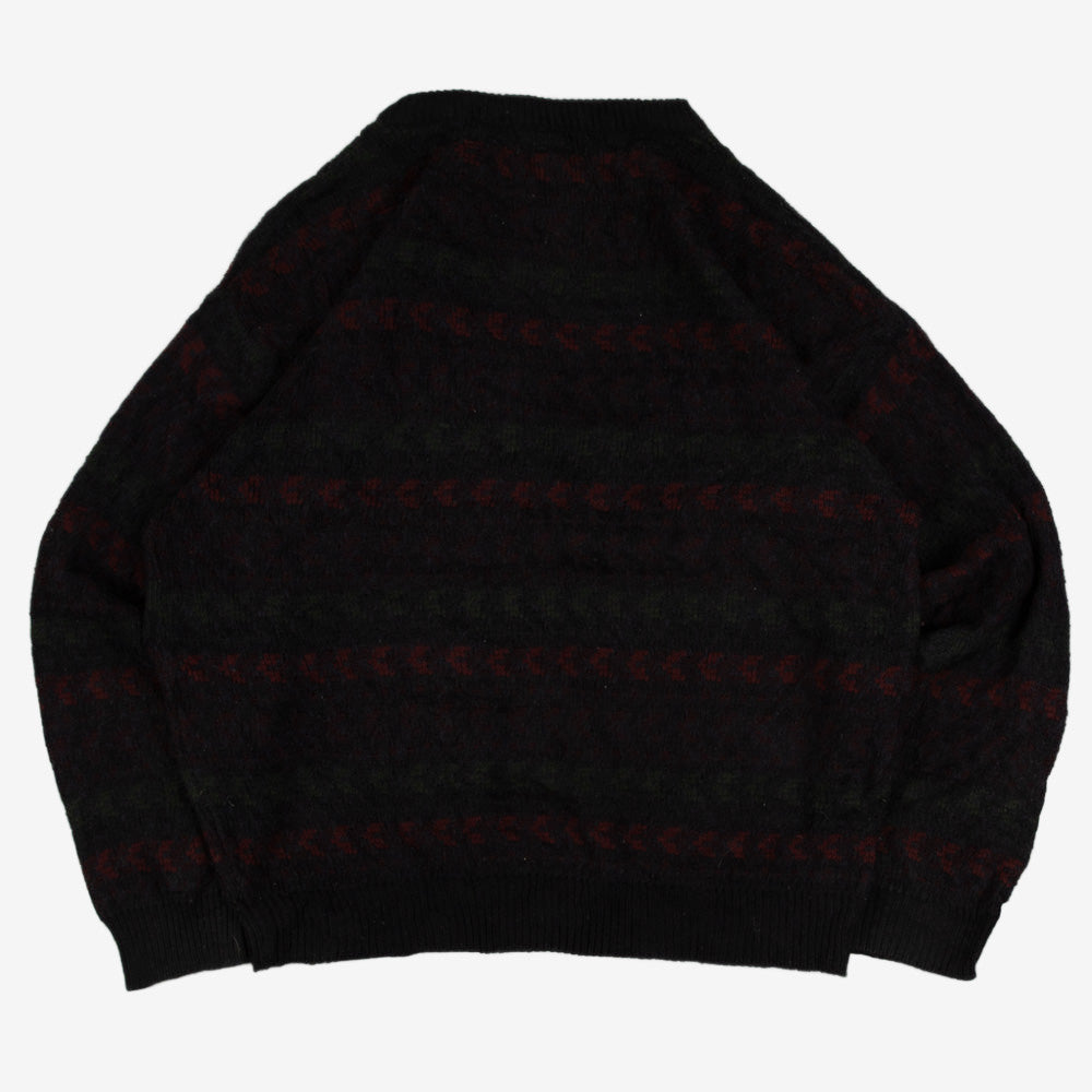MEN'S VINTAGE 1990S STRUCTURED PATTERNED KNITTED JUMPER - LARGE