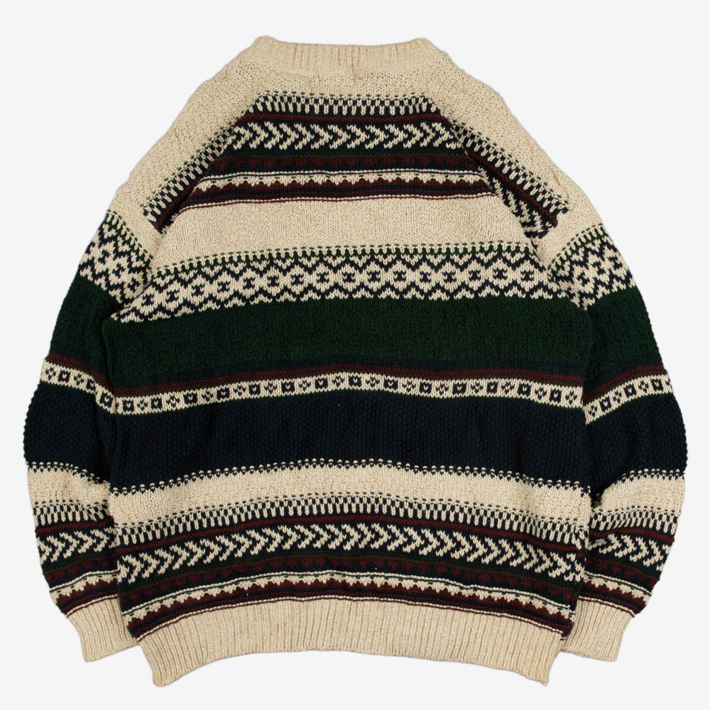 MEN'S VINTAGE 1990S PATTERNED KNITTED JUMPER - X-LARGE