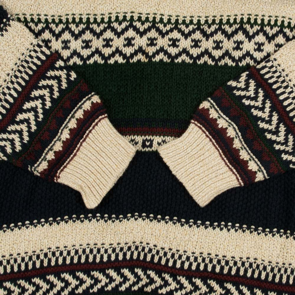 MEN'S VINTAGE 1990S PATTERNED KNITTED JUMPER - X-LARGE