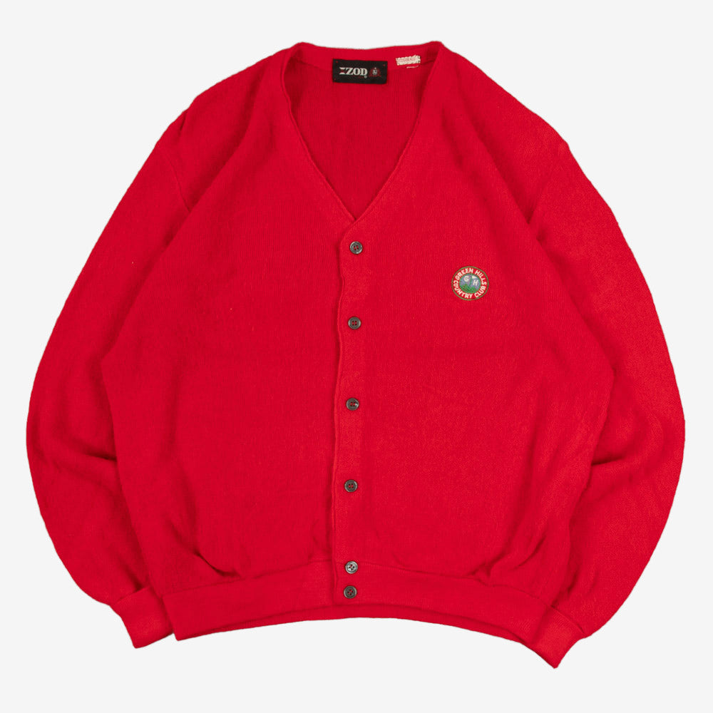 MEN'S VINTAGE 1990S IZOD PLAIN KNITTED CARDIGAN - LARGE