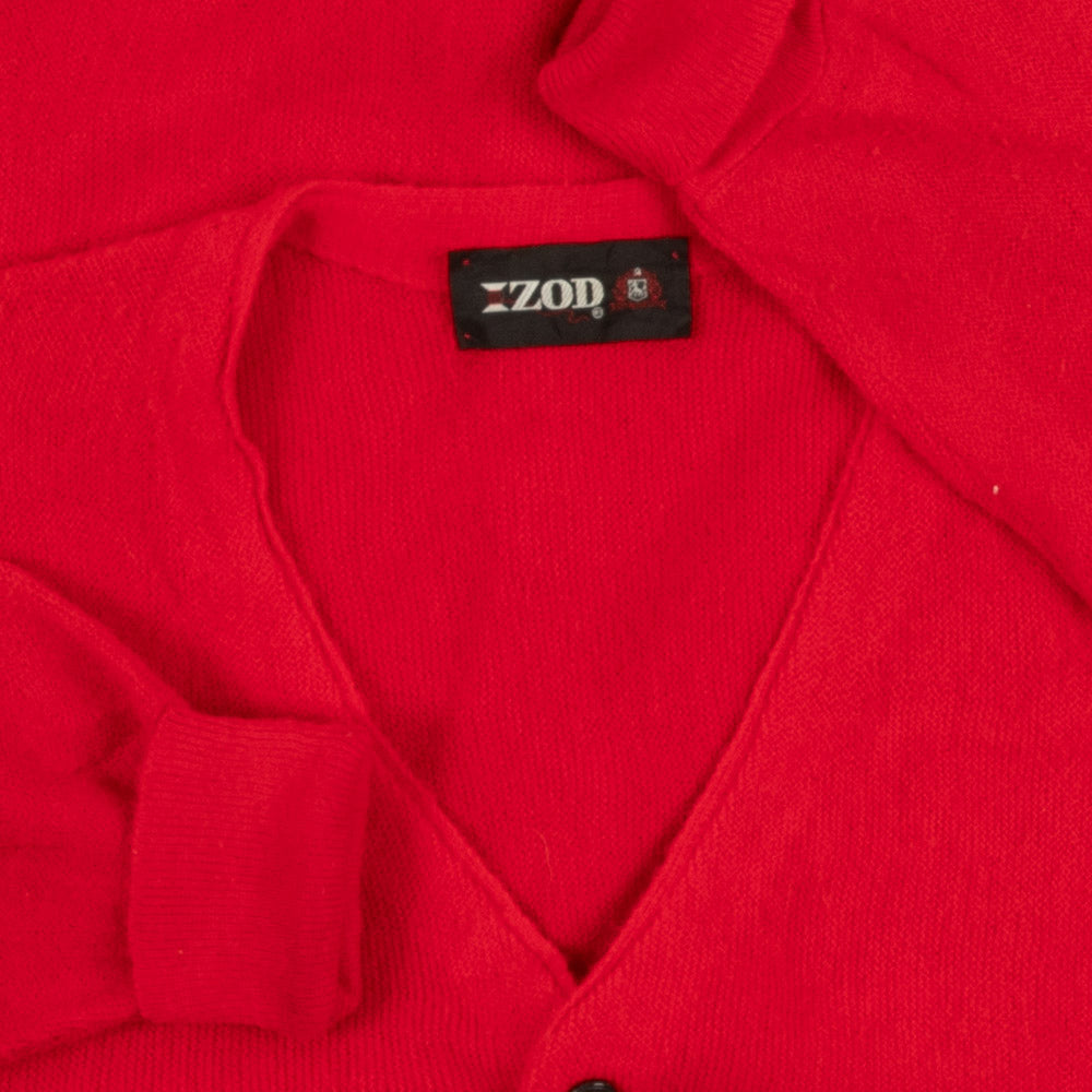 MEN'S VINTAGE 1990S IZOD PLAIN KNITTED CARDIGAN - LARGE