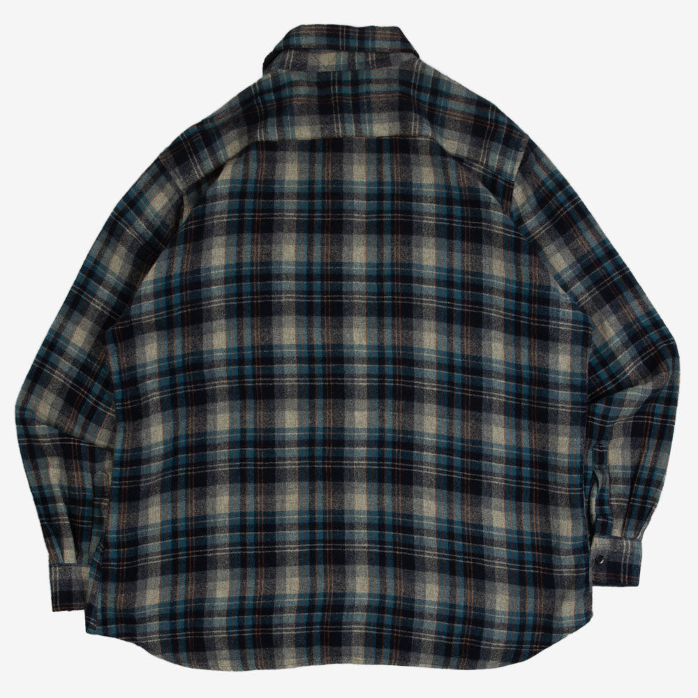 MEN'S VINTAGE 1990S SEARS CHECKED WOOL FLANNEL SHIRT - XX-LARGE