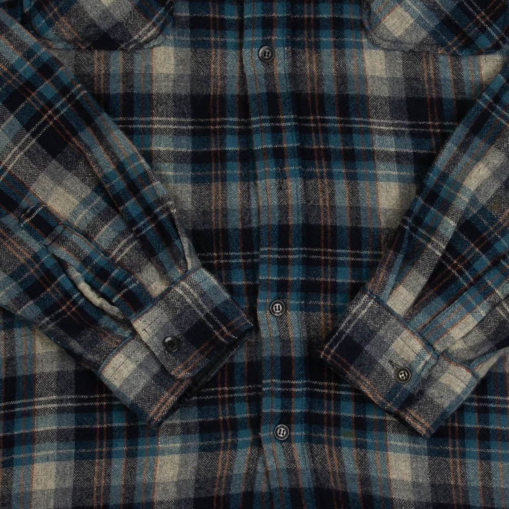 MEN'S VINTAGE 1990S SEARS CHECKED WOOL FLANNEL SHIRT - XX-LARGE