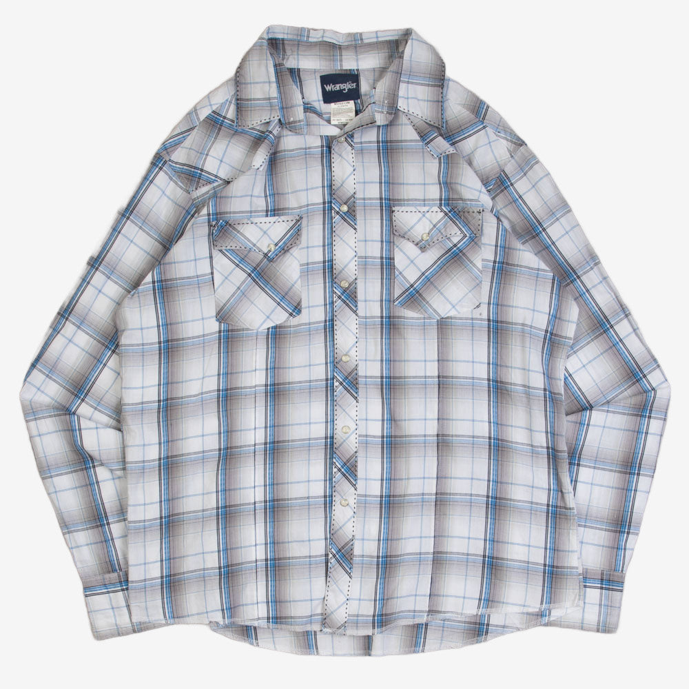 MEN'S VINTAGE WRANGLER CHECKED WESTERN SHIRT - X-LARGE