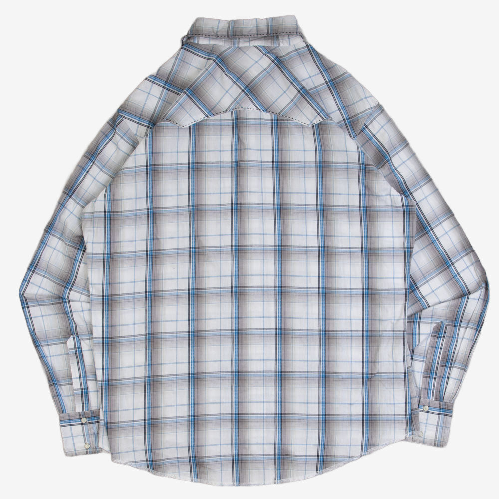 MEN'S VINTAGE WRANGLER CHECKED WESTERN SHIRT - X-LARGE