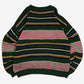 MEN'S VINTAGE 1990S STRIPED IRISH KNITTED JUMPER - XX-LARGE