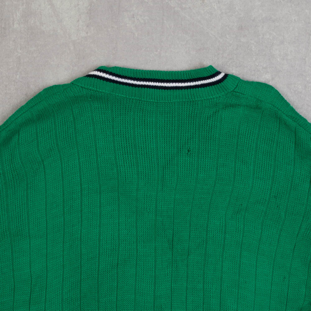 WOMEN'S VINTAGE 1970S IRELAND V-NECK KNITTED JUMPER - LARGE
