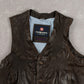 MEN'S VINTAGE 1990S LEATHER VEST JACKET - MEDIUM