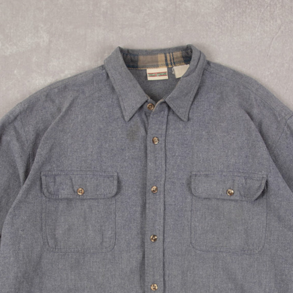 MEN'S VINTAGE 1990S CHAMOIS COTTON SHIRT - X-LARGE