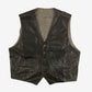 MEN'S VINTAGE 1980S LEATHER VEST JACKET - X-LARGE