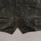 MEN'S VINTAGE 1980S LEATHER VEST JACKET - X-LARGE