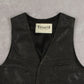 MEN'S VINTAGE 1980S LEATHER VEST JACKET - MEDIUM