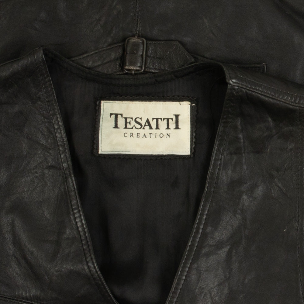 MEN'S VINTAGE 1980S LEATHER VEST JACKET - MEDIUM