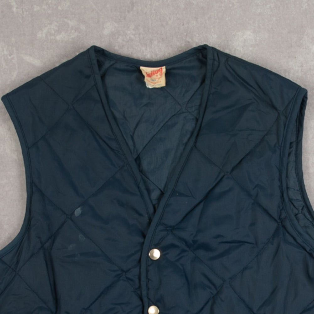 MEN'S VINTAGE 1980S QUILTED PUFFER GILET VEST JACKET - MEDIUM