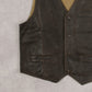 MEN'S VINTAGE 1990S LEATHER VEST JACKET - MEDIUM