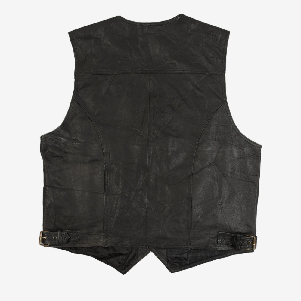 MEN'S VINTAGE LEATHER GILET JACKET - MEDIUM