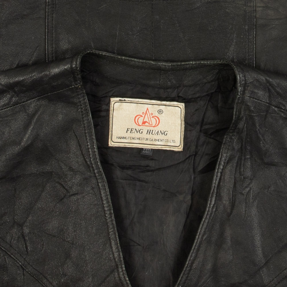 MEN'S VINTAGE LEATHER GILET JACKET - MEDIUM
