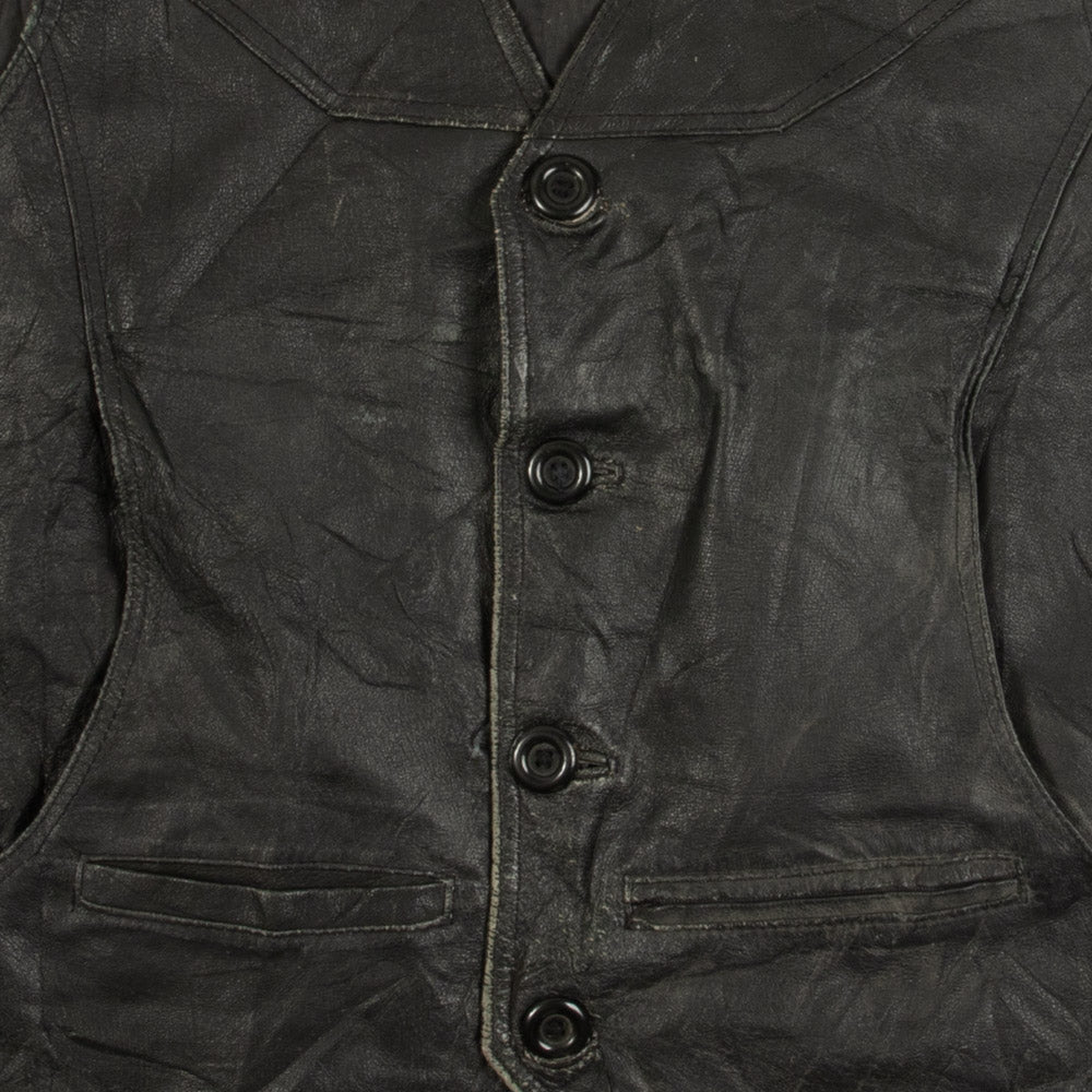 MEN'S VINTAGE LEATHER GILET JACKET - MEDIUM