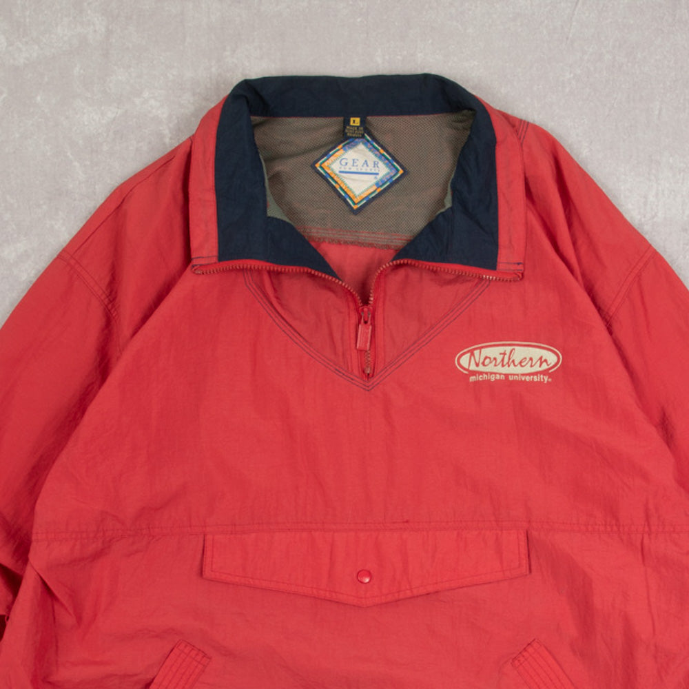 MEN'S VINTAGE 1990S NORTHERN MICHIGAN UNIVERSITY QUARTER ZIP JACKET - LARGE