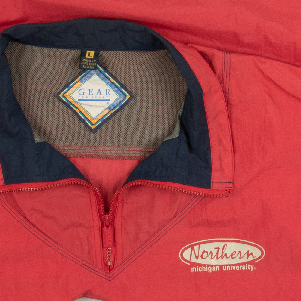 MEN'S VINTAGE 1990S NORTHERN MICHIGAN UNIVERSITY QUARTER ZIP JACKET - LARGE