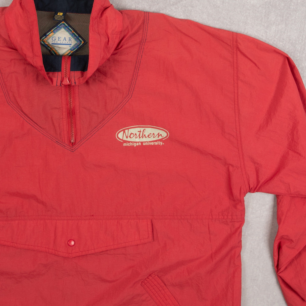 MEN'S VINTAGE 1990S NORTHERN MICHIGAN UNIVERSITY QUARTER ZIP JACKET - LARGE