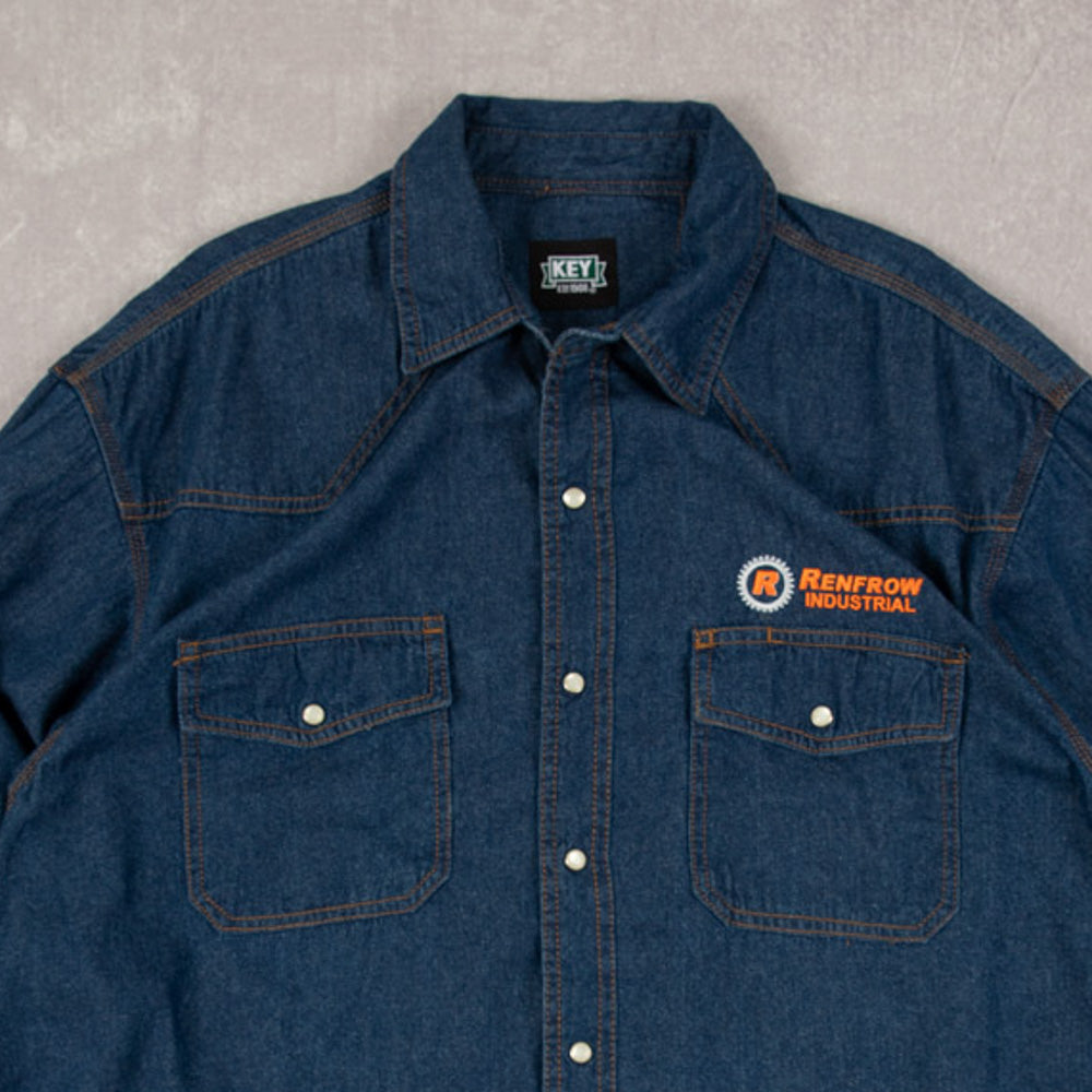 MEN'S VINTAGE 1990S DENIM INDUSTRIAL SHIRT - X-LARGE