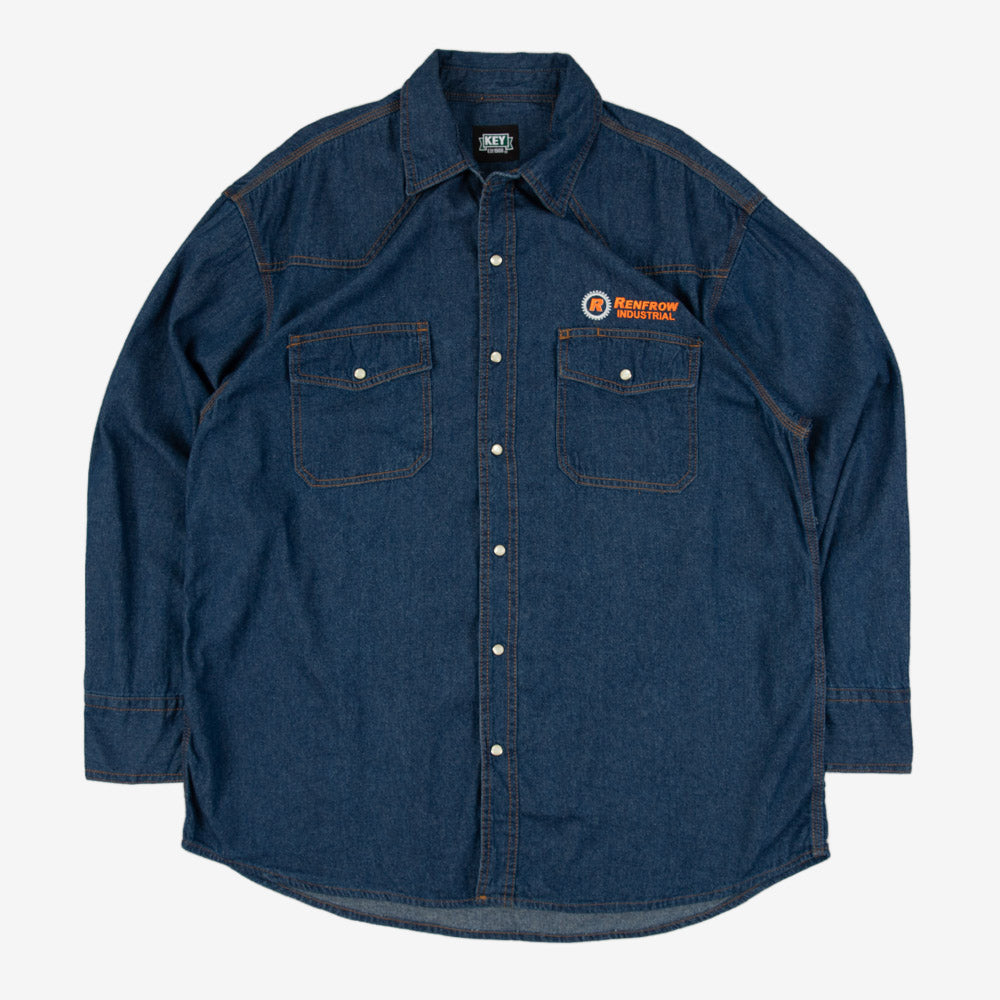 MEN'S VINTAGE 1990S DENIM INDUSTRIAL SHIRT - X-LARGE