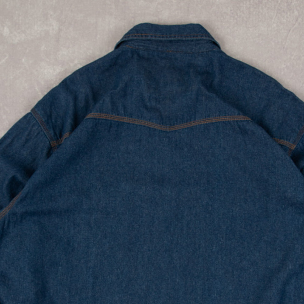 MEN'S VINTAGE 1990S DENIM INDUSTRIAL SHIRT - X-LARGE