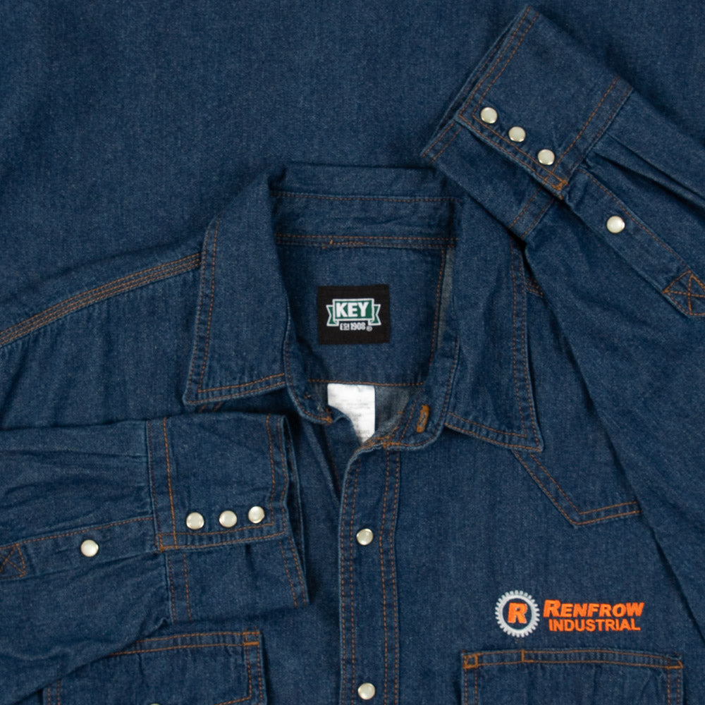 MEN'S VINTAGE 1990S DENIM INDUSTRIAL SHIRT - X-LARGE