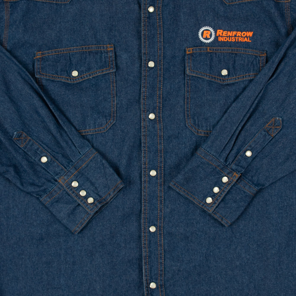 MEN'S VINTAGE 1990S DENIM INDUSTRIAL SHIRT - X-LARGE