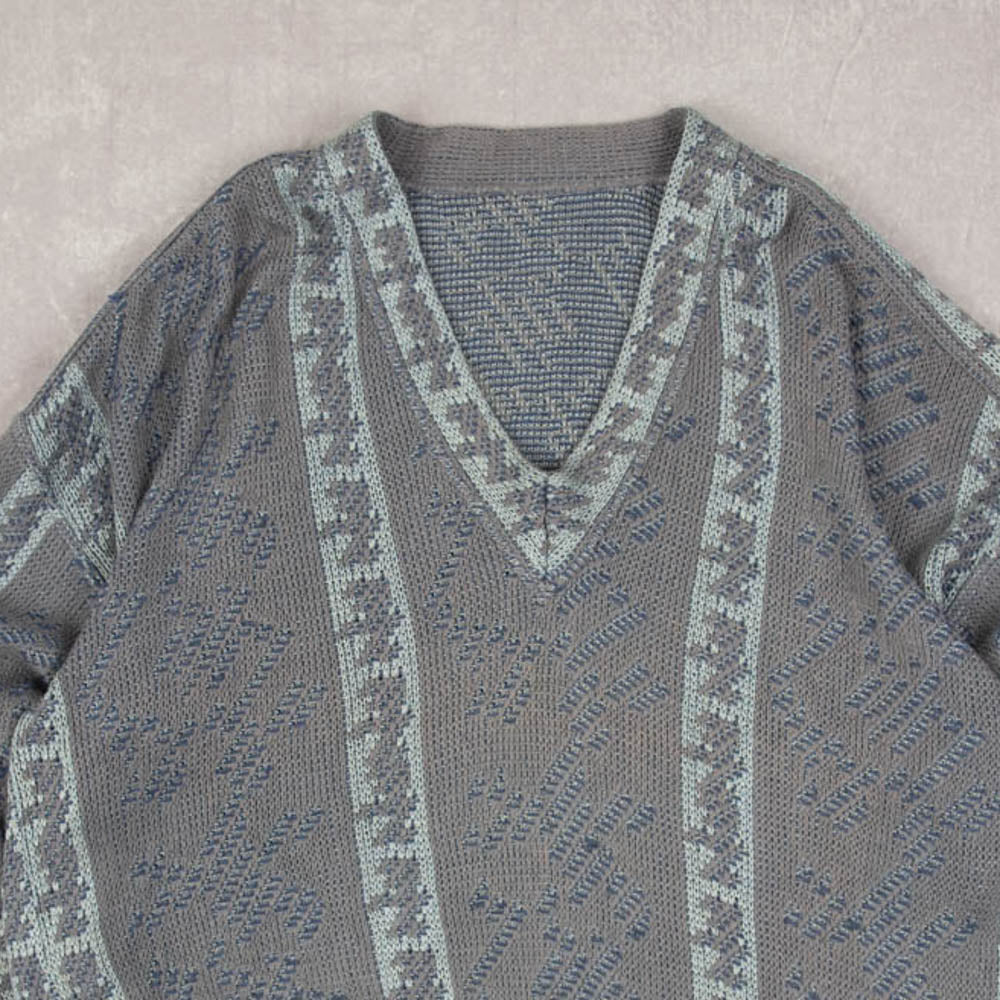 MEN'S VINTAGE 1990S STRUCTURED KNITTED JUMPER - LARGE