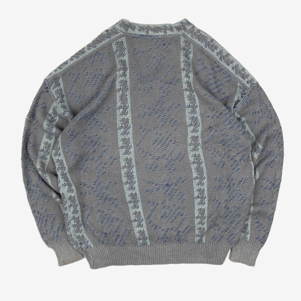 MEN'S VINTAGE 1990S STRUCTURED KNITTED JUMPER - LARGE