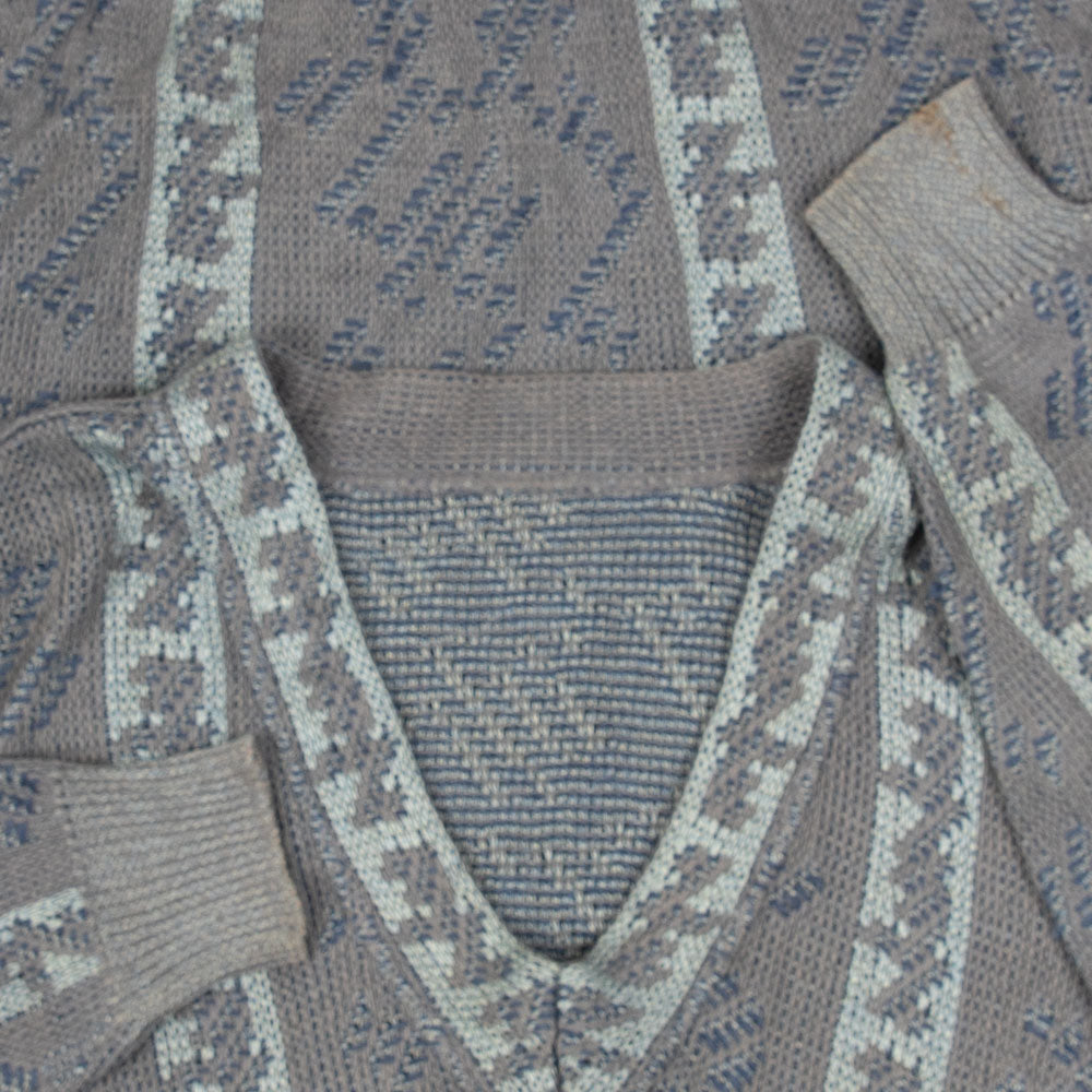 MEN'S VINTAGE 1990S STRUCTURED KNITTED JUMPER - LARGE