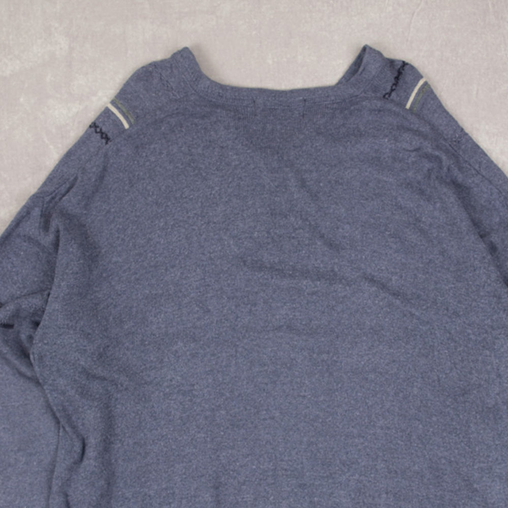 MEN'S VINTAGE 1990S STRUCTURED KNITTED JUMPER - X-LARGE