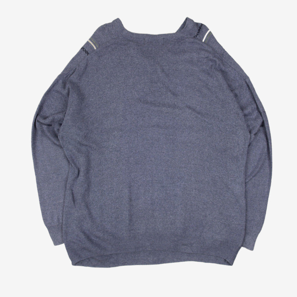 MEN'S VINTAGE 1990S STRUCTURED KNITTED JUMPER - X-LARGE