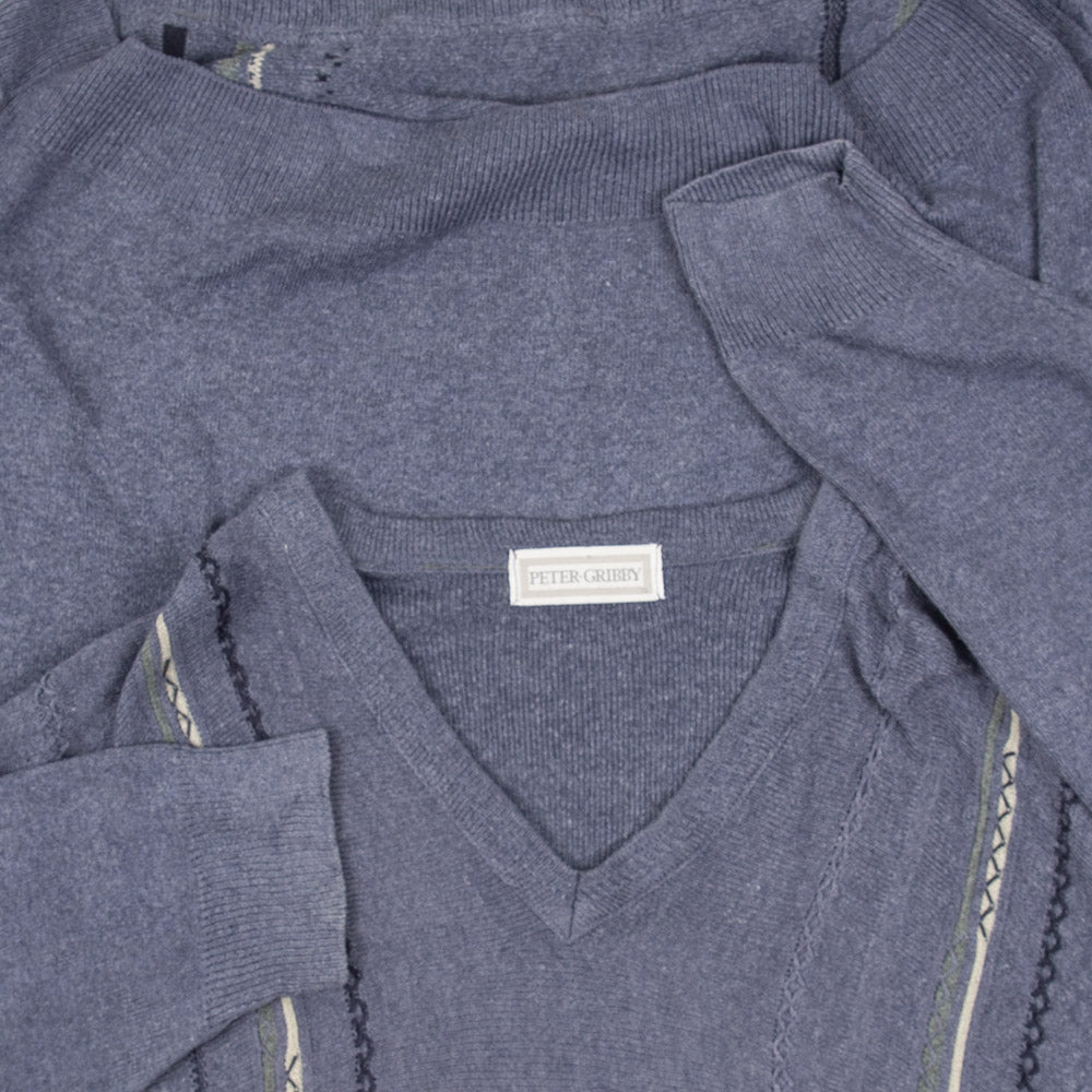 MEN'S VINTAGE 1990S STRUCTURED KNITTED JUMPER - X-LARGE